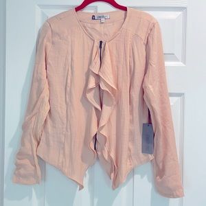 Jennifer Lopez, long sleeve zip-up blouse